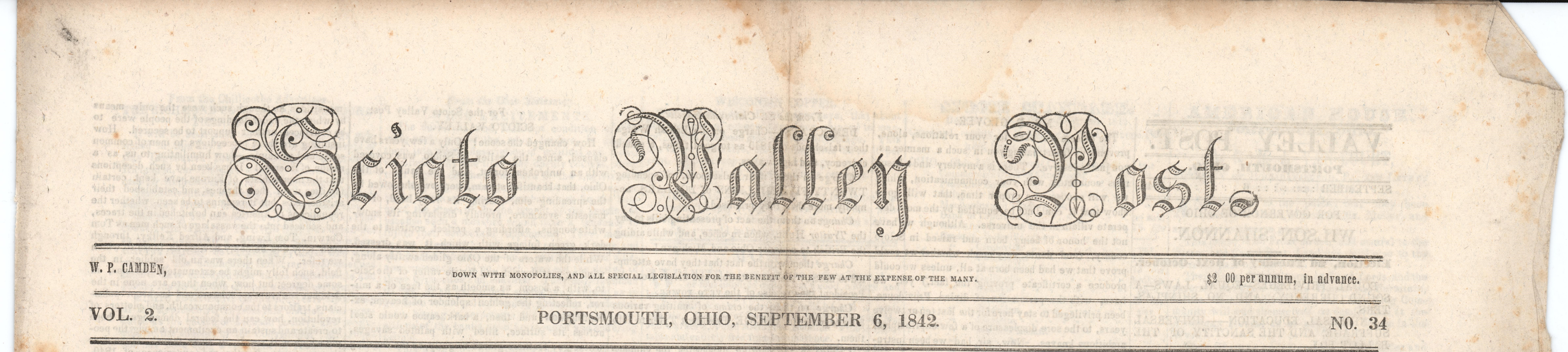 Scioto Valley Post (Portsmouth, Ohio), 1840-1843