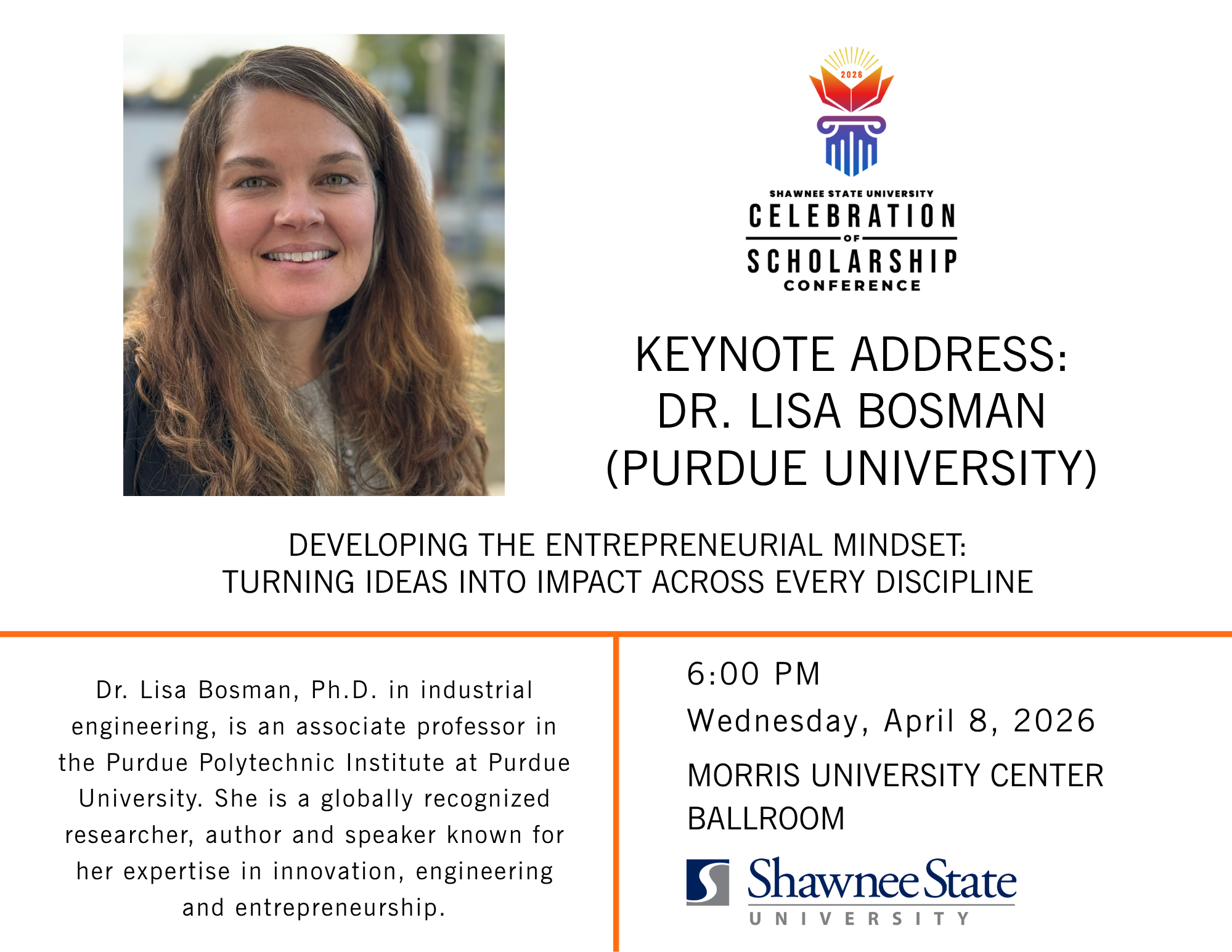 Keynote Address - Wednesday April 8, 2026 at 6:00 PM MUC Ballroom